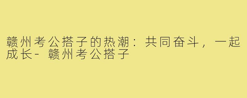 赣州考公搭子的热潮:共同奋斗,一起成长-赣州考公搭子