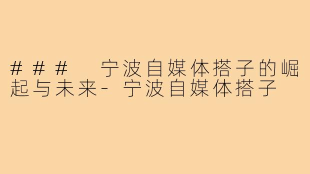 ### 宁波自媒体搭子的崛起与未来-宁波自媒体搭子