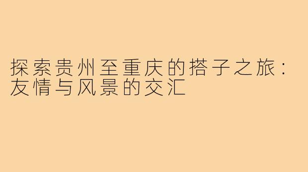 探索贵州至重庆的搭子之旅：友情与风景的交汇