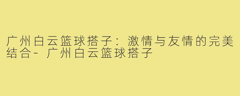广州白云篮球搭子:激情与友情的完美结合-广州白云篮球搭子