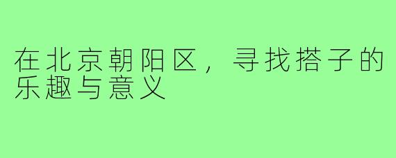 在北京朝阳区,寻找搭子的乐趣与意义