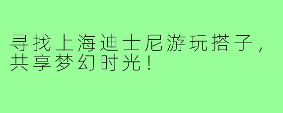 寻找上海迪士尼游玩搭子,共享梦幻时光!