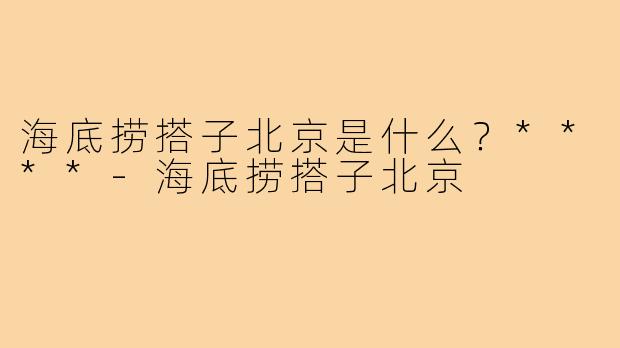 海底捞搭子北京是什么？****