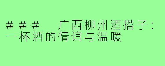 ### 广西柳州酒搭子:一杯酒的情谊与温暖