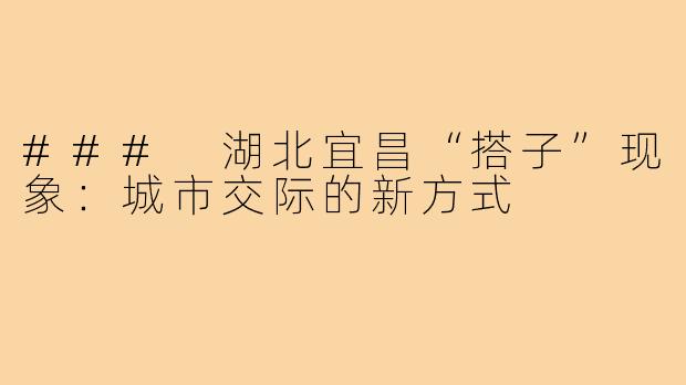 ### 湖北宜昌“搭子”现象:城市交际的新方式