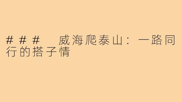 ### 威海爬泰山:一路同行的搭子情