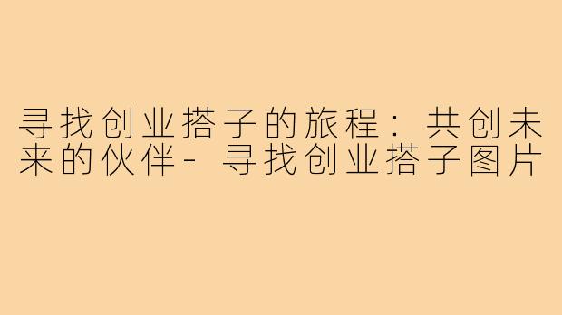 寻找创业搭子的旅程:共创未来的伙伴-寻找创业搭子图片