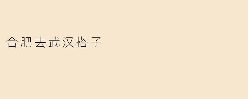 合肥去武汉搭子