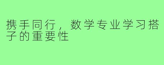 携手同行，数学专业学习搭子的重要性