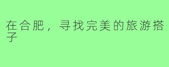 在合肥，寻找完美的旅游搭子