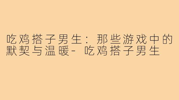 吃鸡搭子男生:那些游戏中的默契与温暖-吃鸡搭子男生