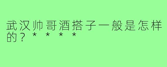 武汉帅哥酒搭子一般是怎样的？****