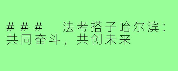 ### 法考搭子哈尔滨：共同奋斗，共创未来