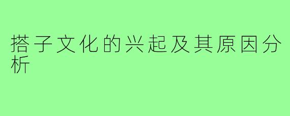 搭子文化的兴起及其原因分析