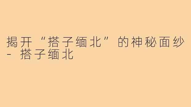 揭开“搭子缅北”的神秘面纱-搭子缅北