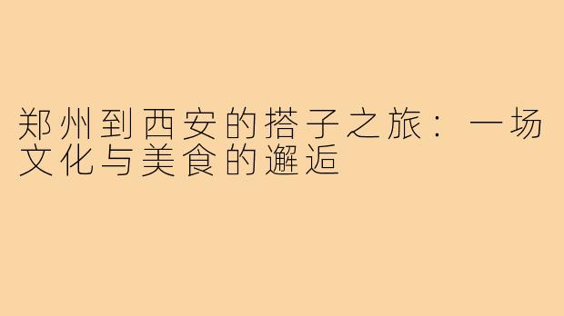 郑州到西安的搭子之旅:一场文化与美食的邂逅