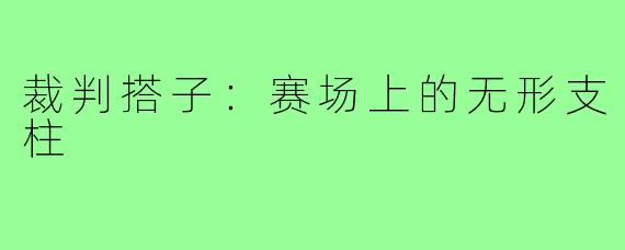 裁判搭子：赛场上的无形支柱