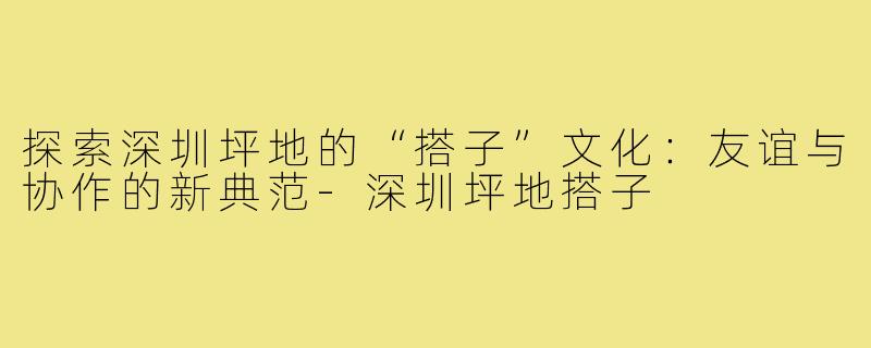 探索深圳坪地的“搭子”文化：友谊与协作的新典范-深圳坪地搭子