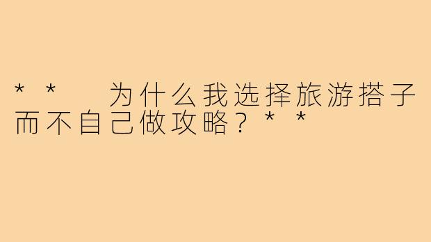 ** 为什么我选择旅游搭子而不自己做攻略？**