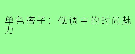 单色搭子:低调中的时尚魅力