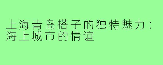 上海青岛搭子的独特魅力:海上城市的情谊