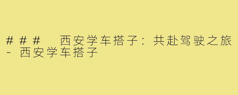 ### 西安学车搭子:共赴驾驶之旅-西安学车搭子