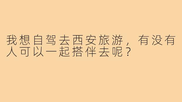 我想自驾去西安旅游，有没有人可以一起搭伴去呢？