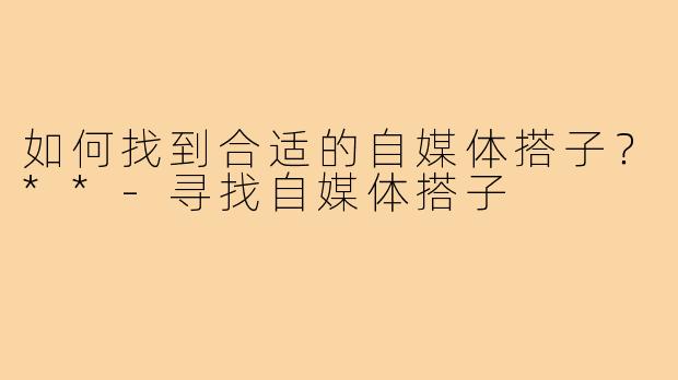 如何找到合适的自媒体搭子？**