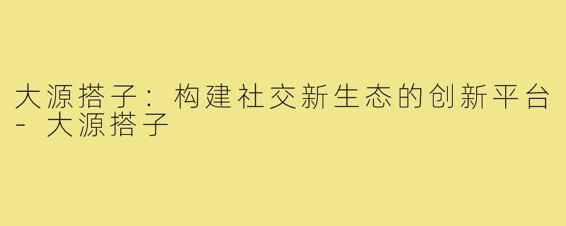 大源搭子：构建社交新生态的创新平台