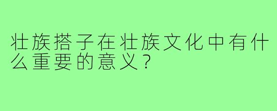 壮族搭子在壮族文化中有什么重要的意义？