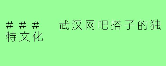 ### 武汉网吧搭子的独特文化