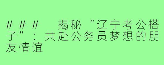 ### 揭秘“辽宁考公搭子”:共赴公务员梦想的朋友情谊