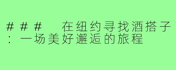 ### 在纽约寻找酒搭子：一场美好邂逅的旅程