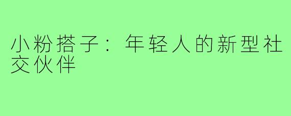 小粉搭子:年轻人的新型社交伙伴