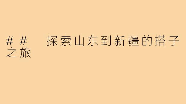 ## 探索山东到新疆的搭子之旅