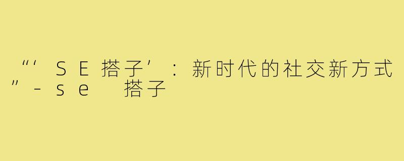 “‘SE搭子’:新时代的社交新方式”-se 搭子