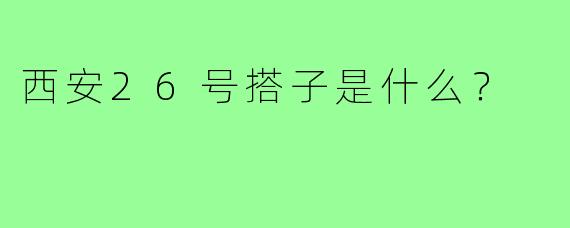 西安26号搭子是什么？  