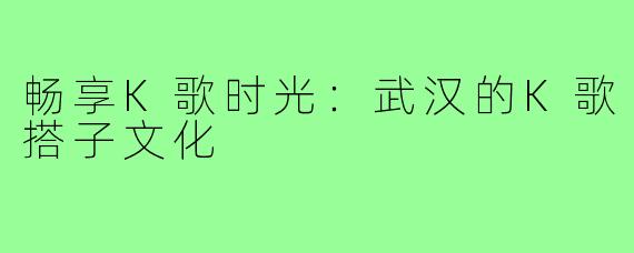 畅享K歌时光:武汉的K歌搭子文化
