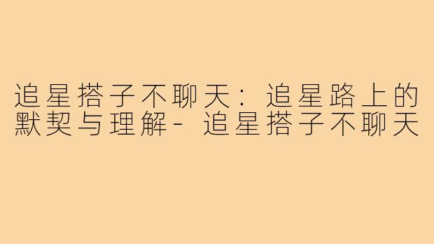 追星搭子不聊天：追星路上的默契与理解-追星搭子不聊天