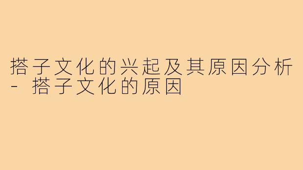 搭子文化的兴起及其原因分析-搭子文化的原因