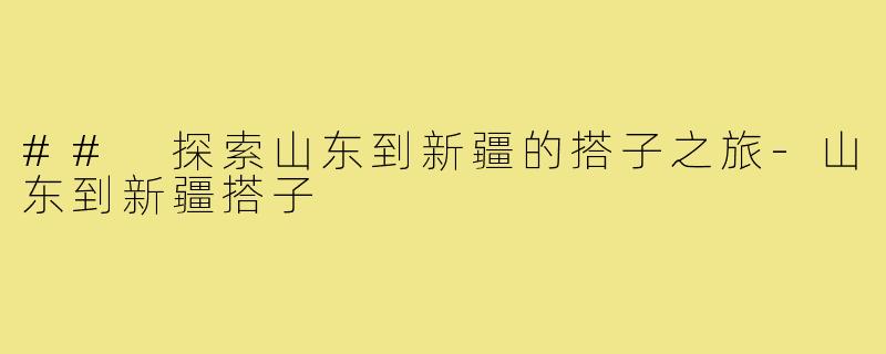 ## 探索山东到新疆的搭子之旅-山东到新疆搭子