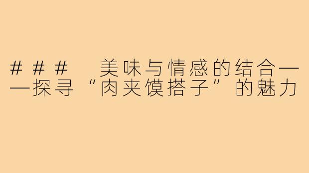 ### 美味与情感的结合——探寻“肉夹馍搭子”的魅力