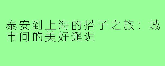 泰安到上海的搭子之旅:城市间的美好邂逅