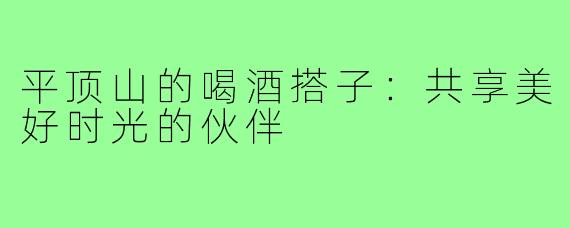平顶山的喝酒搭子：共享美好时光的伙伴