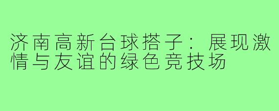 济南高新台球搭子:展现激情与友谊的绿色竞技场