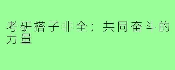 考研搭子非全：共同奋斗的力量