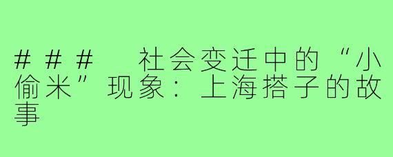 ### 社会变迁中的“小偷米”现象:上海搭子的故事