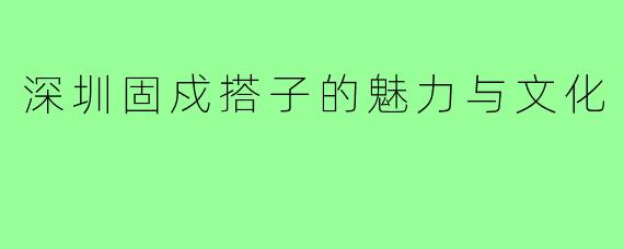 深圳固戍搭子的魅力与文化