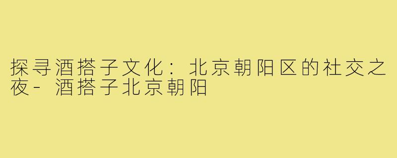 探寻酒搭子文化:北京朝阳区的社交之夜-酒搭子北京朝阳