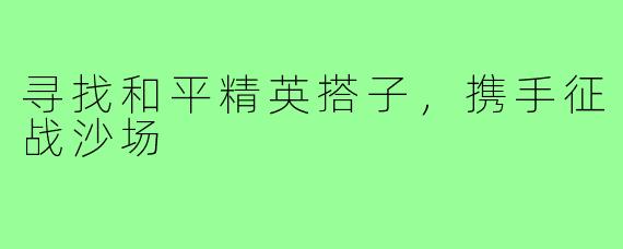 寻找和平精英搭子,携手征战沙场